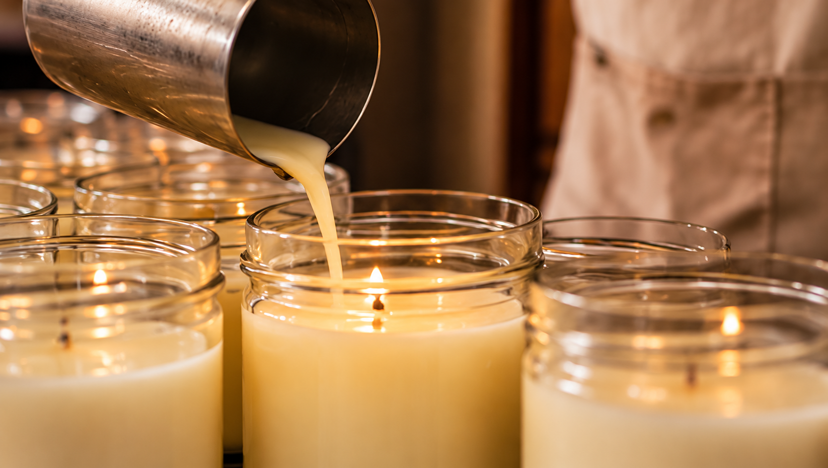 Small batch soy candles being hand poured